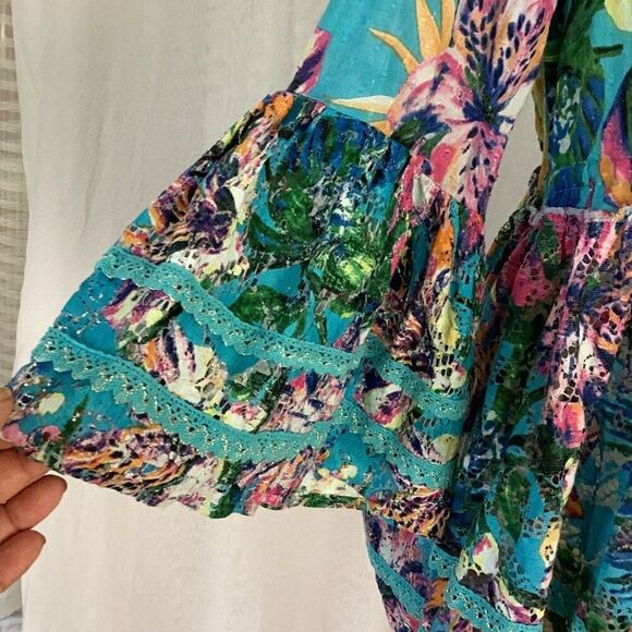 Anthropologie Kitsch & Pop Boho Lace Blouse Top Tassel Tie Women’s M/L - Picture 5 of 10